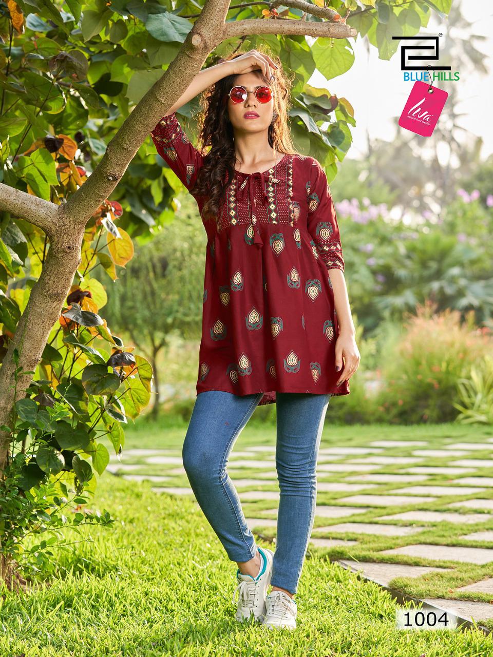 Blue Hills Titanic Fancy Regular Wear Rayon Printed Short Kurtis Collection